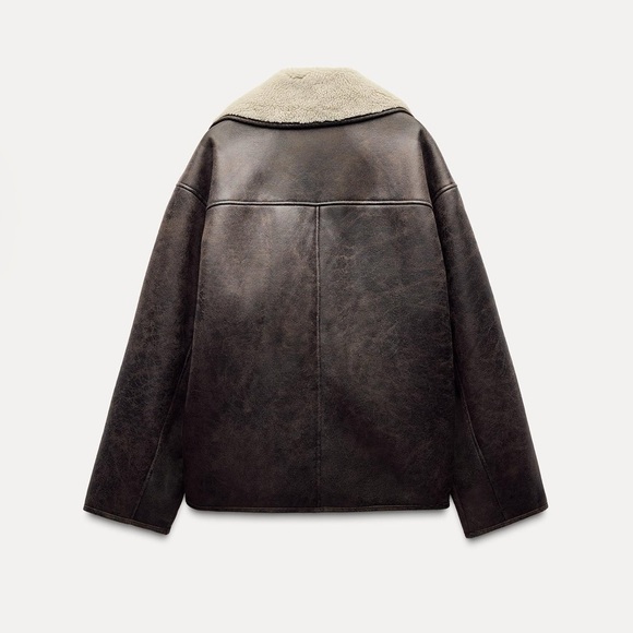ZARA BROWN DOUBLE FACED JACKET - Picture 3 of 3